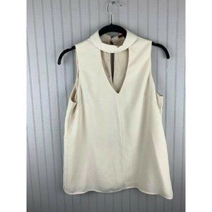 BKE Red Size S Womens Top Cream Color Sleeveless V Neck Tunic Lined